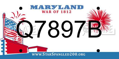 Q7897B Maryland License Plate