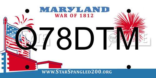 Q78DTM Maryland License Plate