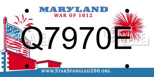 Q7970E Maryland License Plate