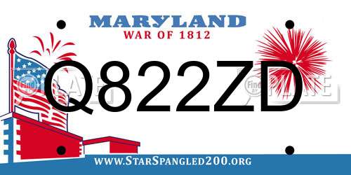 Q822ZD Maryland License Plate