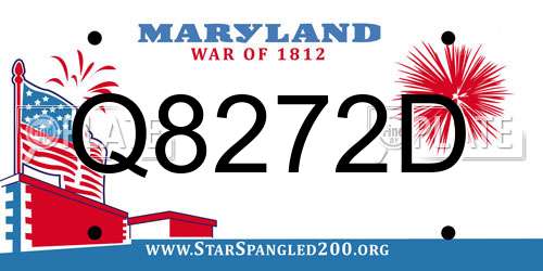 Q8272D Maryland License Plate