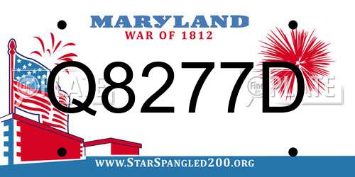 Q8277D Maryland License Plate