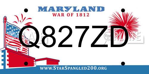 Q827ZD Maryland License Plate