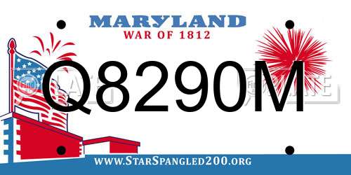 Q8290M Maryland License Plate
