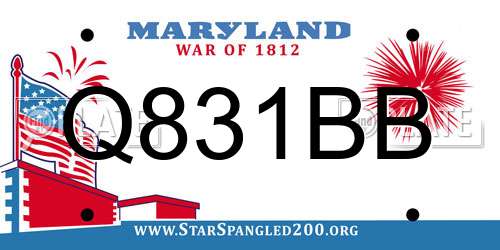 Q831BB Maryland License Plate