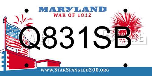 Q831SB Maryland License Plate