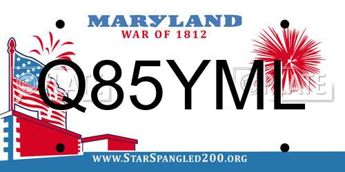 Q85YML Maryland License Plate