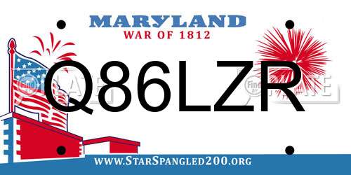 Q86LZR Maryland License Plate