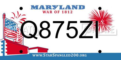 Q875ZI Maryland License Plate