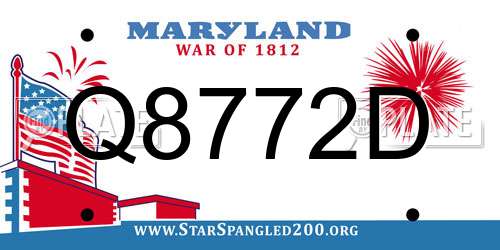 Q8772D Maryland License Plate