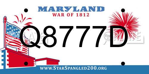 Q8777D Maryland License Plate