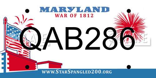 QAB286 Maryland License Plate