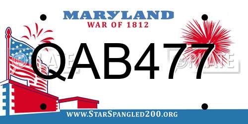 QAB477 Maryland License Plate