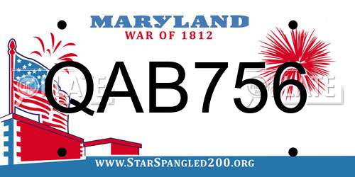 QAB756 Maryland License Plate