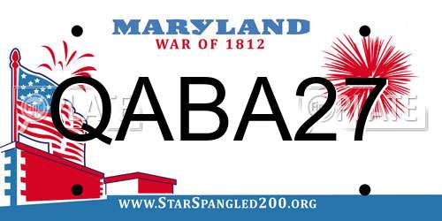 QABA27 Maryland License Plate