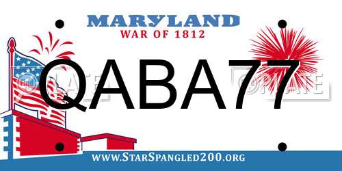 QABA77 Maryland License Plate