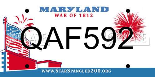 QAF592 Maryland License Plate