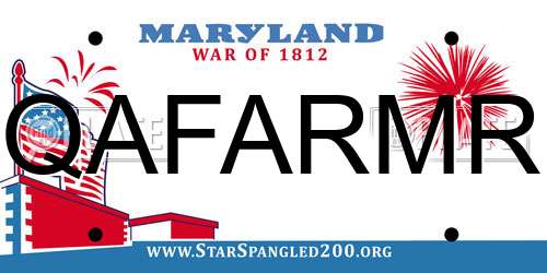 QAFARMR Maryland License Plate