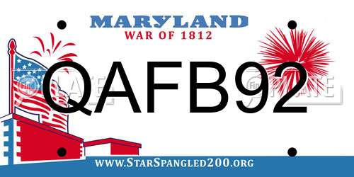 QAFB92 Maryland License Plate