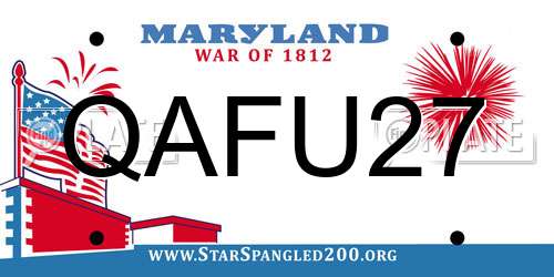 QAFU27 Maryland License Plate