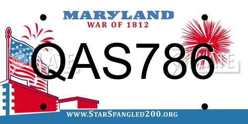 QAS786 Maryland License Plate