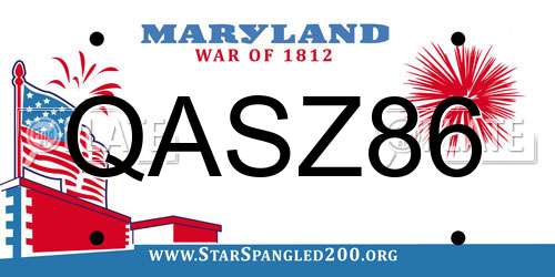 QASZ86 Maryland License Plate