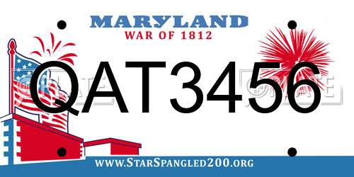 QAT3456 Maryland License Plate