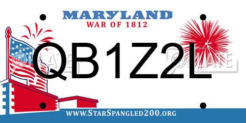 QB1Z2L Maryland License Plate