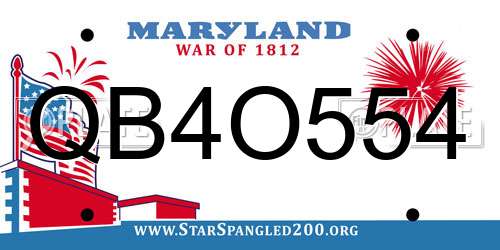 QB4O554 Maryland License Plate