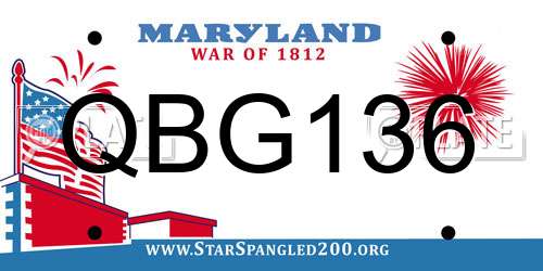 QBG136 Maryland License Plate