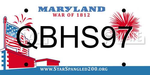 QBHS97 Maryland License Plate