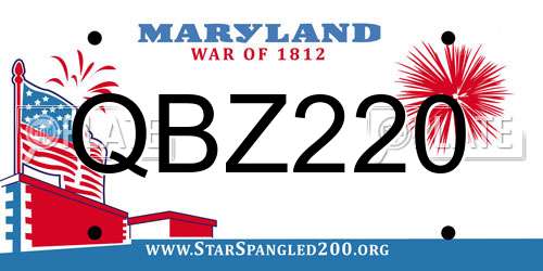 QBZ220 Maryland License Plate