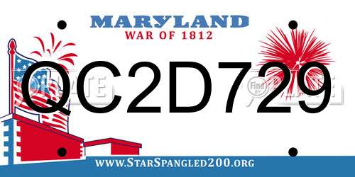 QC2D729 Maryland License Plate