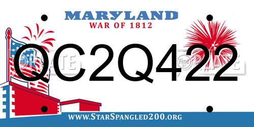 QC2Q422 Maryland License Plate