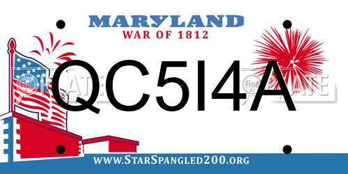QC5I4A Maryland License Plate