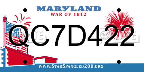 QC7D422 Maryland License Plate