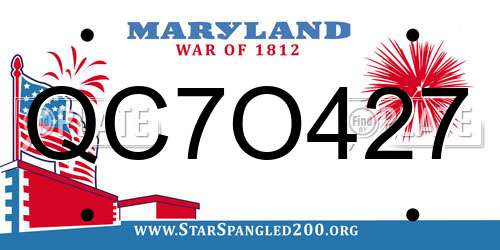 QC7O427 Maryland License Plate
