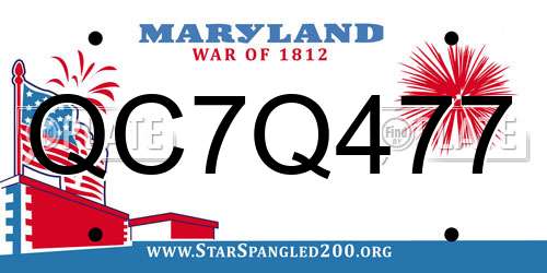 QC7Q477 Maryland License Plate