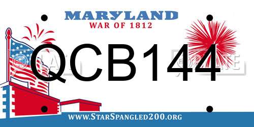 QCB144 Maryland License Plate