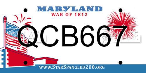 QCB667 Maryland License Plate
