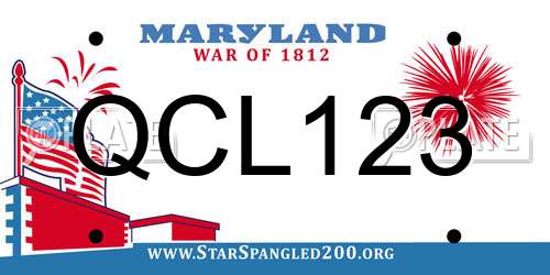 QCL123 Maryland License Plate