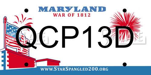 QCP13D Maryland License Plate