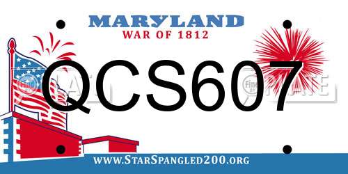 QCS607 Maryland License Plate