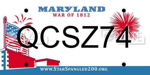 QCSZ74 Maryland License Plate