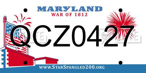 QCZ0427 Maryland License Plate