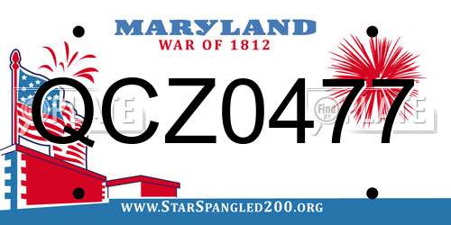 QCZ0477 Maryland License Plate