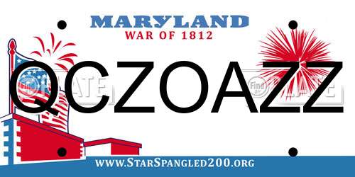 QCZOAZZ Maryland License Plate