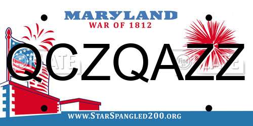 QCZQAZZ Maryland License Plate