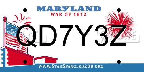 QD7Y3Z Maryland License Plate