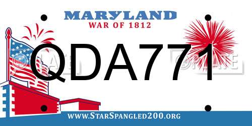 QDA771 Maryland License Plate